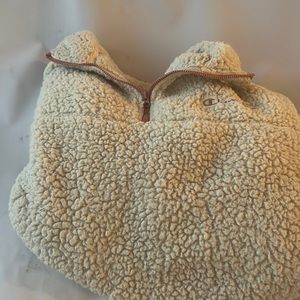 Pink and white cropped fuzzy jacket